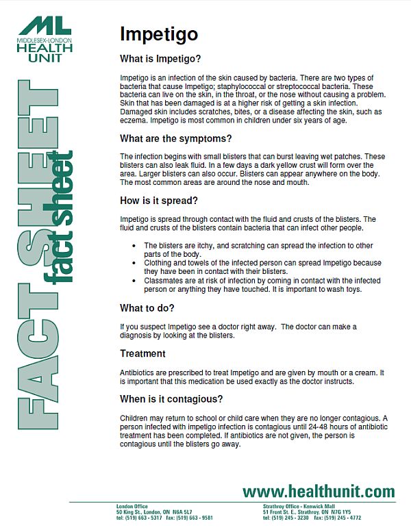Impetigo — MiddlesexLondon Health Unit
