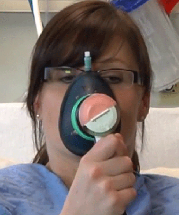 Woman getting nitronox gas during labour