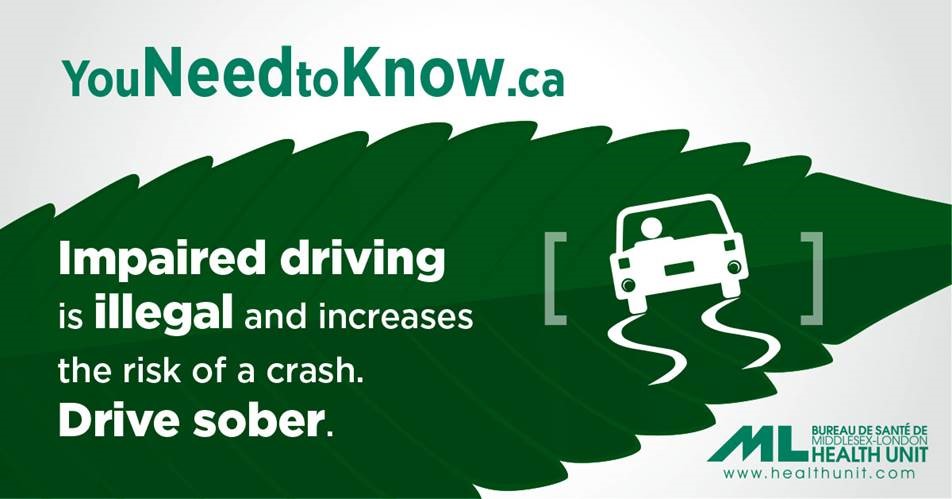Impaired driving is illegal and increases the risk of a crash. Drive sober.