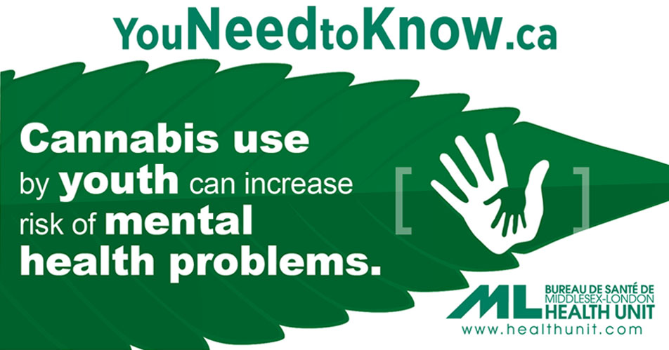 Cannabis use by youth can increase risk of mental health problems.
