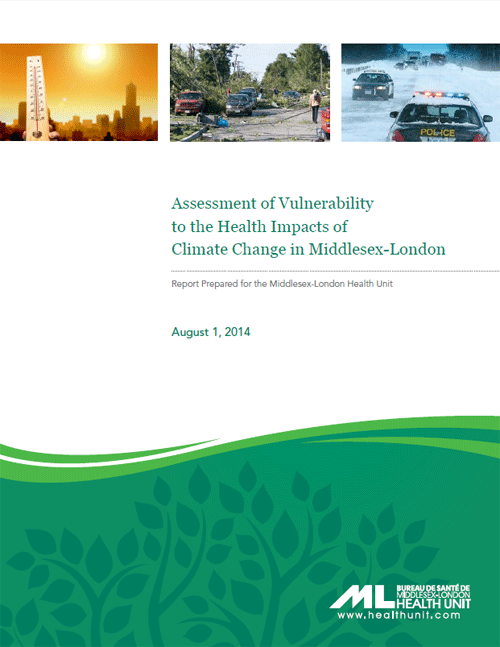 Front page of the MLHU's climate change report