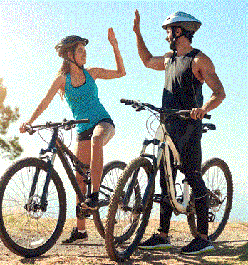 Couple biking