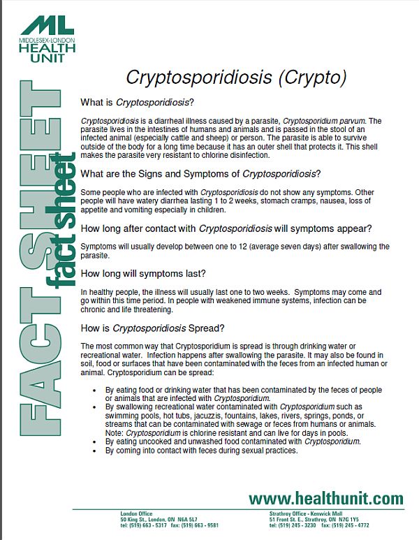 Cryptosporidiosis (Crypto) Fact Sheet