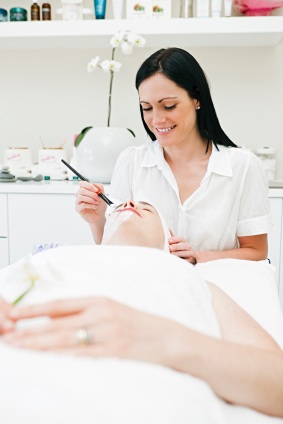 Woman getting a facial