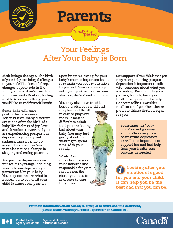 Tipsheet for Dads: Your Feelings After Your Baby is Born