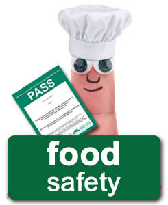 Health Unit Finger Character holding DineSafe sign