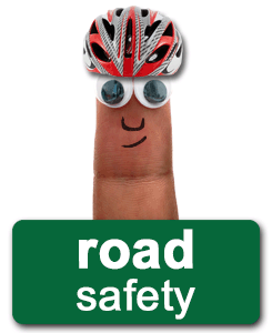 Finger character wearing a bike helmet