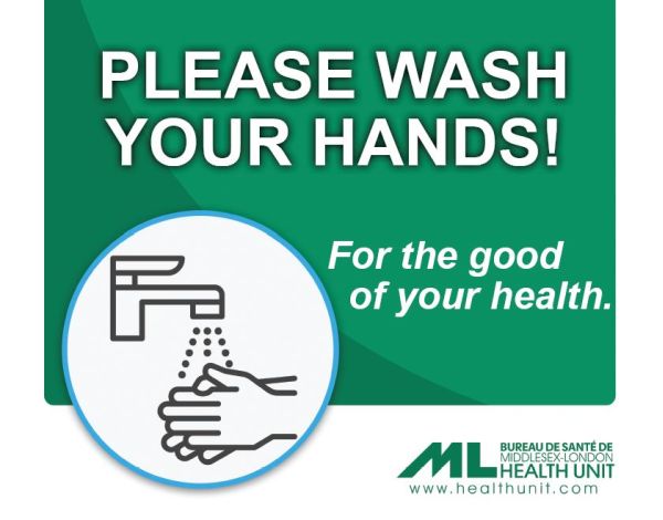 A picture of a poster saying Please Wash Your Hands! For the good of your health.