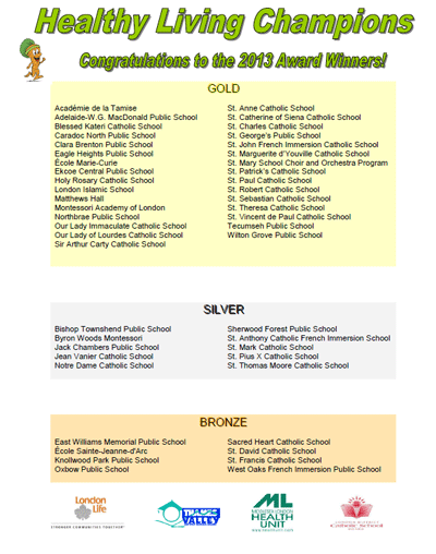 Healthy Living Champions Award — Middlesex-London Health Unit