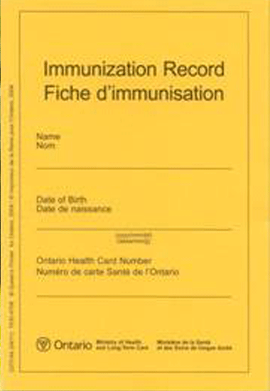Yellow Immunization Record Card