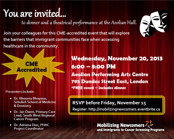 Increasing Access to Cancer Screening in Immigrant Communities: A Proactive Approach Event Poster