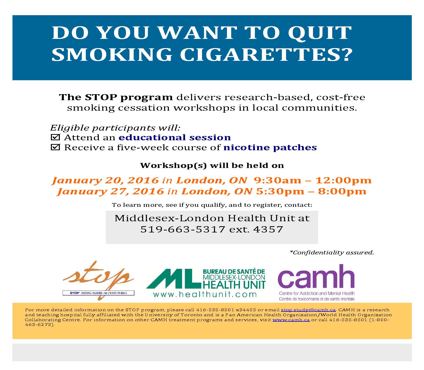 Quit Smoking Workshop Stop Program Poster