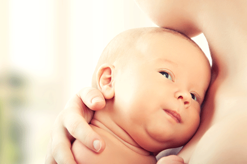 Mom holding baby