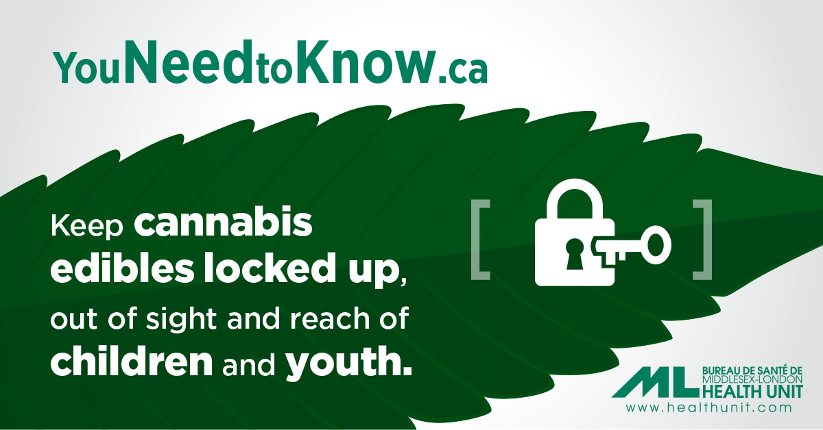 Keep cannabis edibles locked up, out of sign and reach of children and youth.