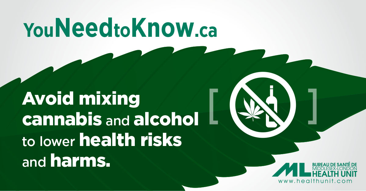 Avoid mixing cannabis and alcohol to lower health risks and harms.