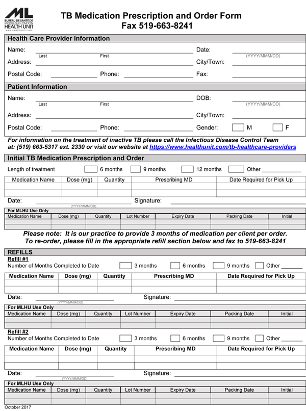 TB Medication Prescription and Order Form