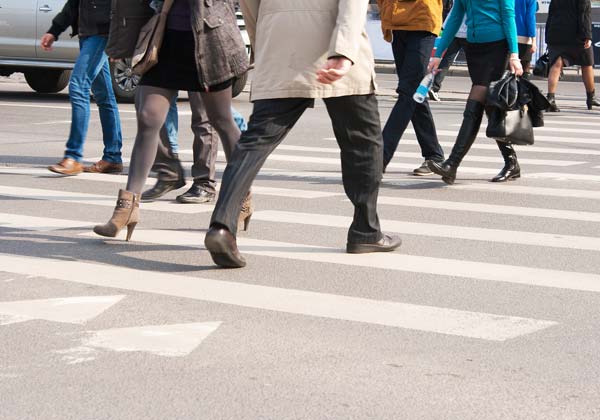 Pedestrians crossing the street