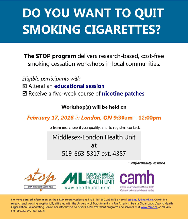 Quit Smoking Workshop Stop Program Poster