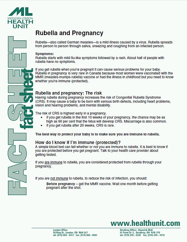 Rubella and pregnancy front page