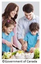 Picture of a family practicing safe food handling