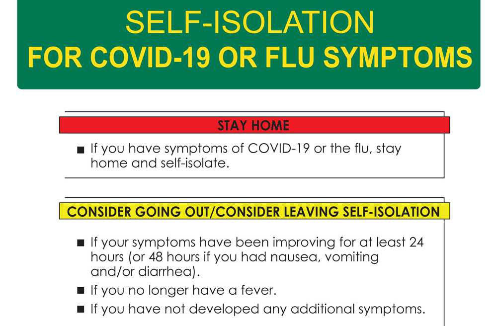 Self-isolation for COVID-19 or Flu Symptoms