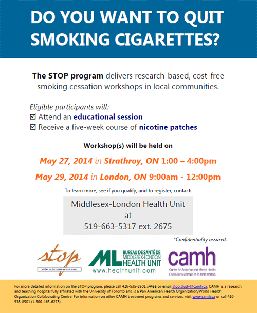 Nicotine Replacement Therapy Workshops Stop Program Poster