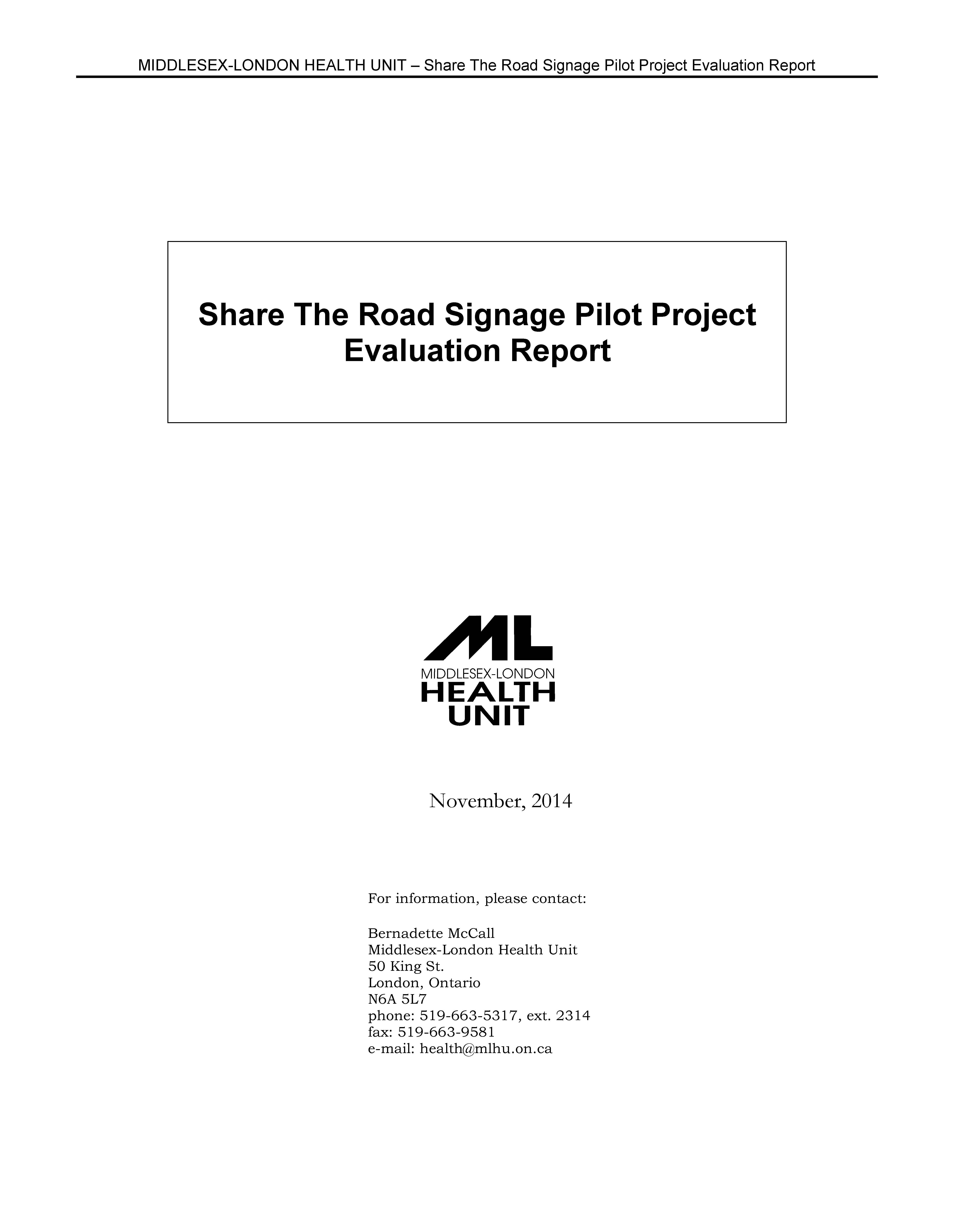 Share the Road Signage Pilot Project - Evaluation Report