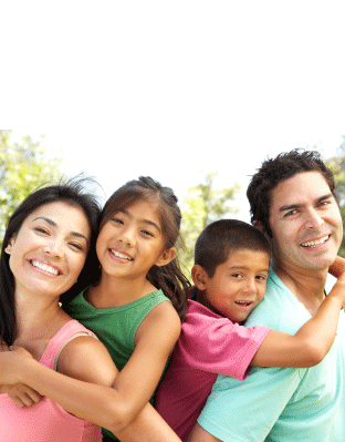 Young family outside togather