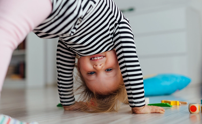 toddler having fund and playing