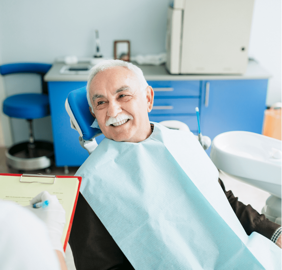 older adult in dentist chair